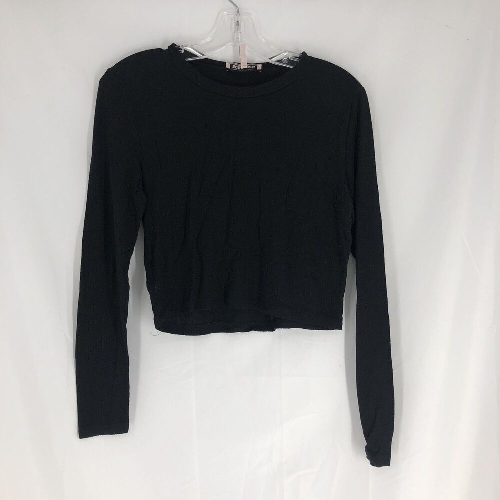 BCBG Generations Black Long Sleeved Crop Shirt Juniors Size Medium